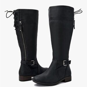 Women's Black Knee-High, Wife Calf Boots